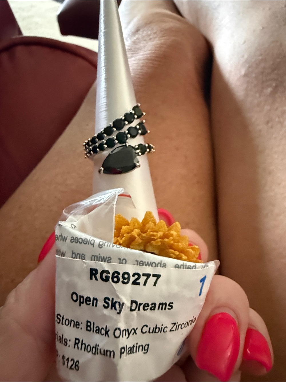 Open Sky Dreams Black Onyx Ring with Rhodium Plating